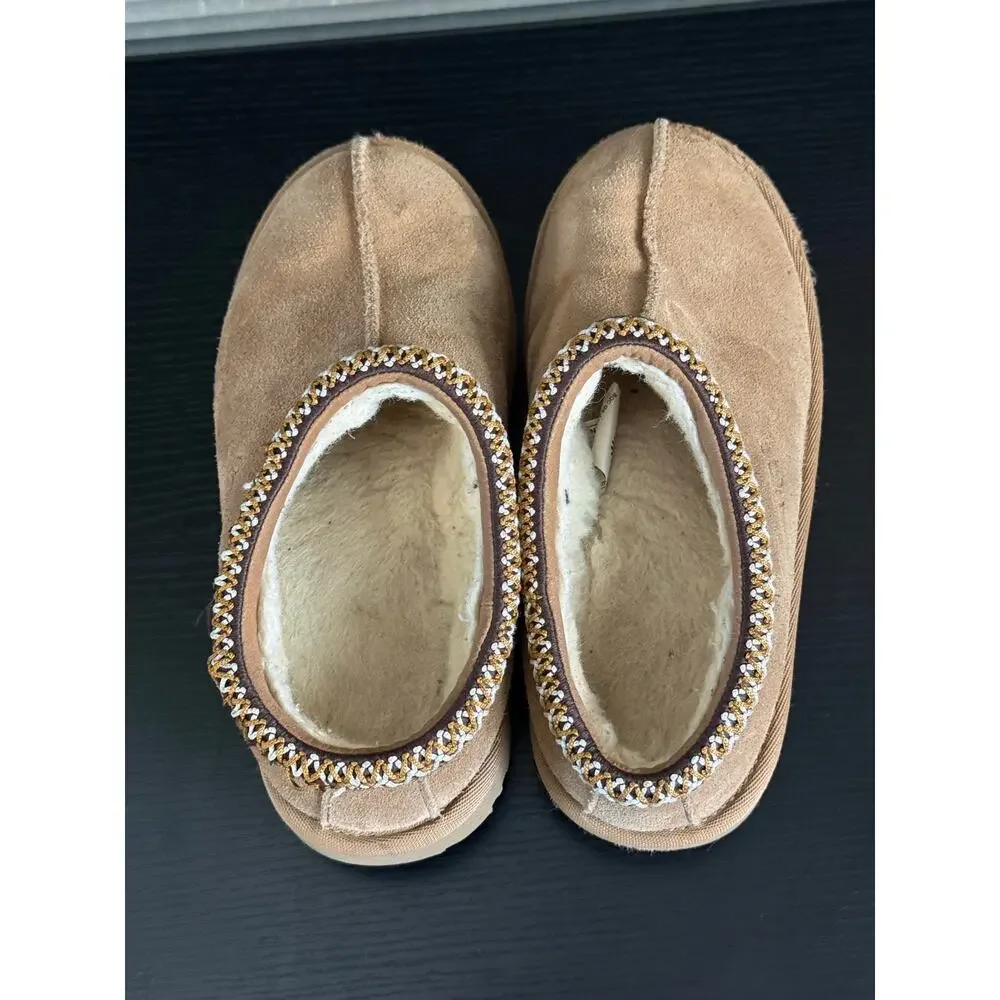 UGG Kids Tasman Slippers Chestnut Suede Sheepskin US 2 EU 33.5 1019066K